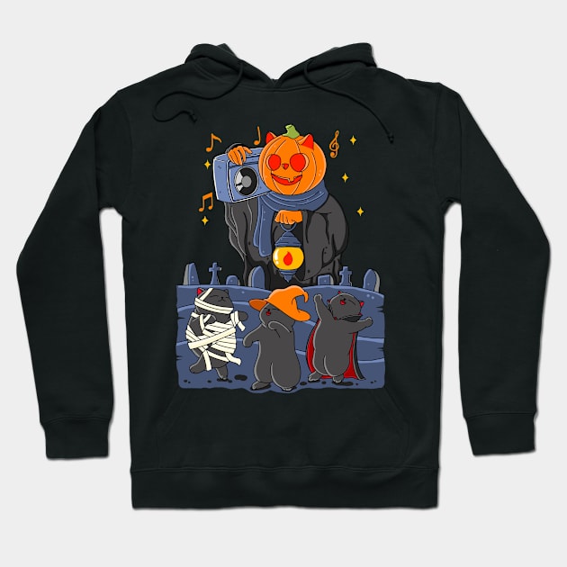 Dancing Cats Halloween Hoodie by Kimprut